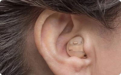 Custom in-the-ear hearing aid worn in the ear